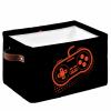 Large Storage Baskets Bins Video Game Collapsible Storage Box Laundry Organizer for Closet Shelf Nursery Kids Bedroom Orange Video Handle Game Black view 1