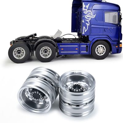 WEFEINO 4Pcs Aluminum Rear Wheels Rims for 1/14 Tamiya Truck Climbing Tractor RC Car