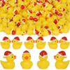 Yuronam 70 Pcs Tiny Christmas Ducks Mini Resin Ducks Miniature Ornaments for Slime, Dollhouse, Garden Decoration(Christmas Hat Yellow Duck) view 1
