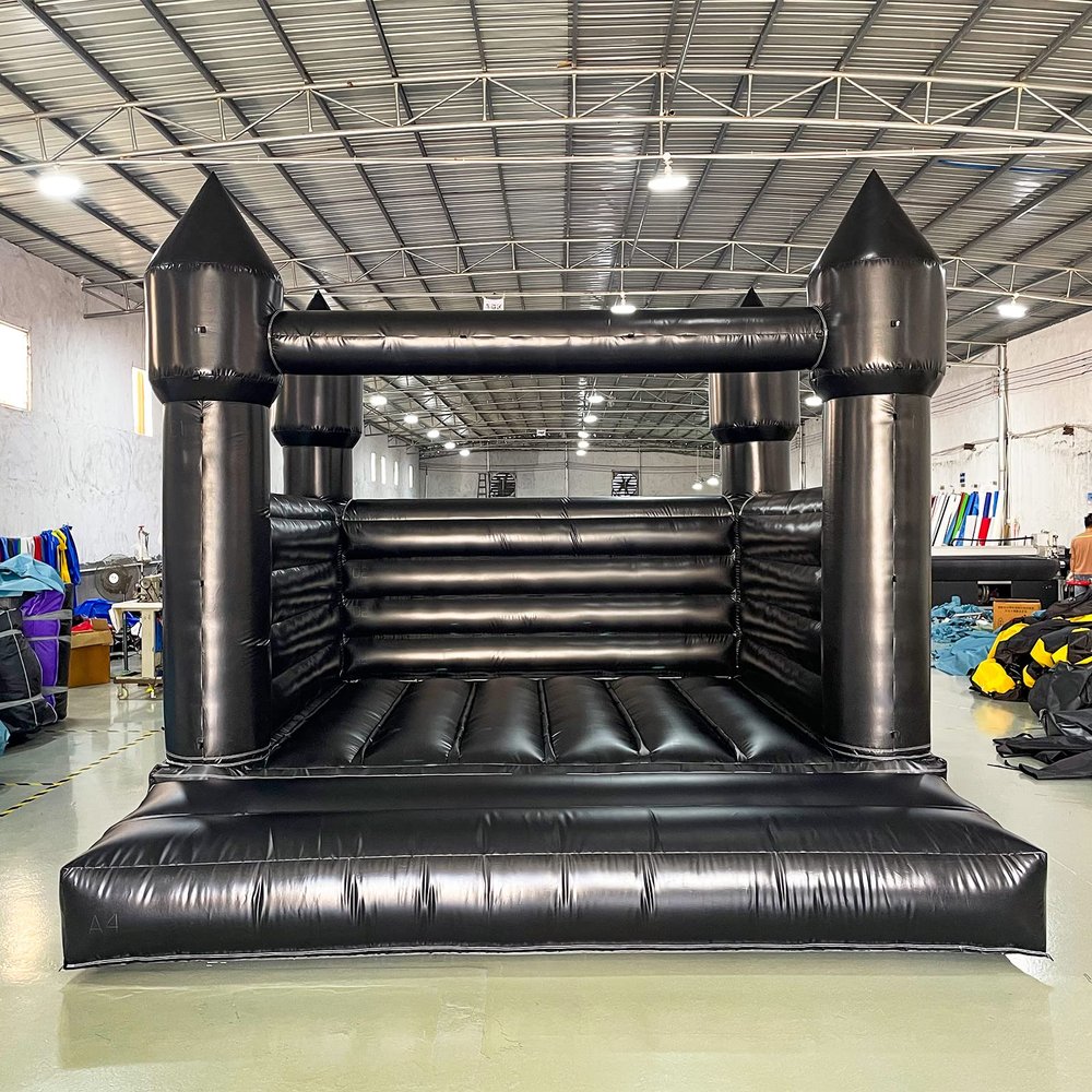 Black Inflatable Bounce House for Outdoor Backyard Wedding Decor with Blower PVC Inflatable Jumper Bouncy Castle House for Kids Bouncy Castle Jumping Bed for Party, 13ft x 11.5ft x 10ft