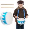 Kids Drum Set 8 Inch Wooden Toy Drum with Adjustable Strap 2 Drumsticks Educational Sensory Musical Instrument Toy Set for Toddlers Kid Baby Boys Girls Gift(Blue Triangle Style) view 1