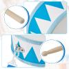 Kids Drum Set 8 Inch Wooden Toy Drum with Adjustable Strap 2 Drumsticks Educational Sensory Musical Instrument Toy Set for Toddlers Kid Baby Boys Girls Gift(Blue Triangle Style) view 3