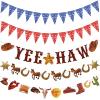 Sinmoe 5 Pcs Western Party Decorations Western Yee Haw Cowboy Banners Wild West Bandana Pennant Hanging Garlands for Wild West Cowboy Birthday Party Supplies view 1