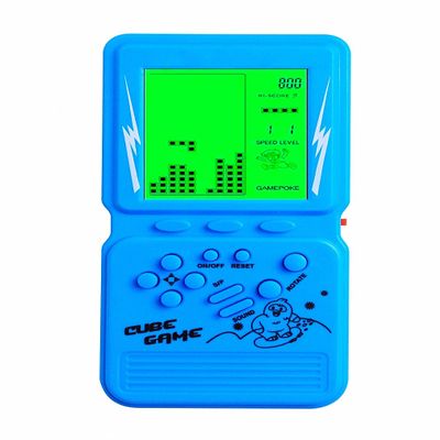 HLF Retro Brick Game Console Large Screen with Green Backlight Built-in 23 Multi-Mode Block Games Classic Nostalgia Speed and Difficulty Adjustable Powered by 2 AA Batteries (Blue)