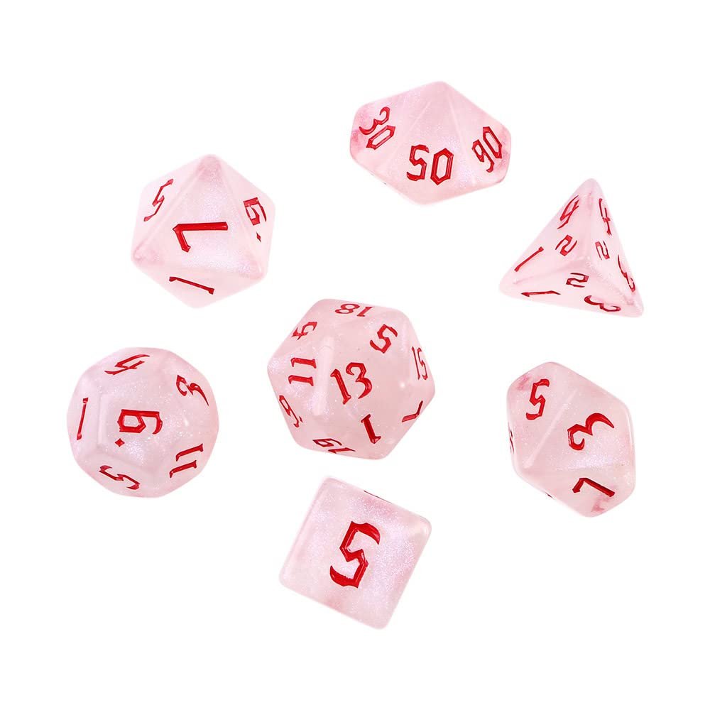 7 Pcs Resin Polyhedral Dices Number Entertainment Board Games Playing Games Resin Game Dice(red)