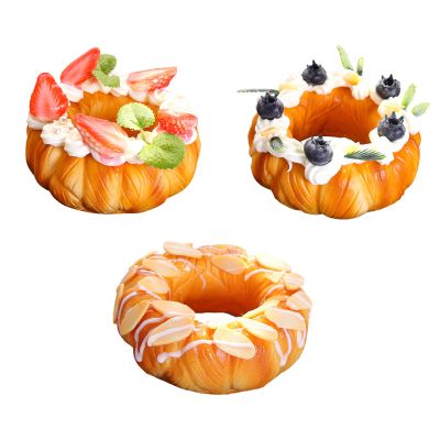 RXMORI Large Realistic Artificial Fake Donuts with Fruit,3PCS Fake Food Fake Cakes Desserts Donut Decorations,Dummy Foods Display for Party Supplies Favors Food Decoration Prop