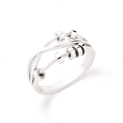 STORYJEWELLERY Anxiety Rings for Women, Fidget Ring, Spinner Ring, Spinning Stress Rings for Anxiety, Silver Fidget Jewelry, Gifts for Women, Size 10