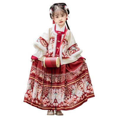 Winter Hanfu for Girls Christmas and New Year Jade Hare Fairy Traditional Tang Suits Dress