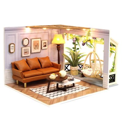 TuKIIE DIY Miniature Dollhouse Kit with Furniture, 1:24 Scale Creative Room Mini Wooden Doll House Accessories Plus Dust Proof for Kids Teens Adults(Warm Moment)