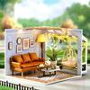 TuKIIE DIY Miniature Dollhouse Kit with Furniture, 1:24 Scale Creative Room Mini Wooden Doll House Accessories Plus Dust Proof for Kids Teens Adults(Warm Moment) view 2
