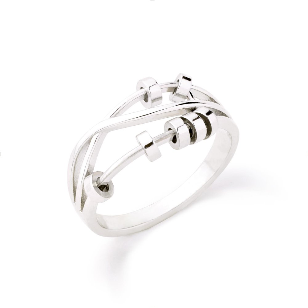 STORYJEWELLERY Silver Spinner Ring, Fidget Ring, Anxiety Rings for Women, Spinning Stress Rings for Anxiety, Fidget Jewelry, Gifts for Women, Size 11