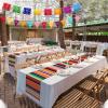 10 Pack 14 x 84 in Mexican Serape Table Runners, 29 Pcs Papel Picado Banner, Fiesta Hanging Banner and Pennant Flag Banner Colorful Bunting Banner for Mexican Theme Party (Rose, Blue, Orange, Yellow) view 2