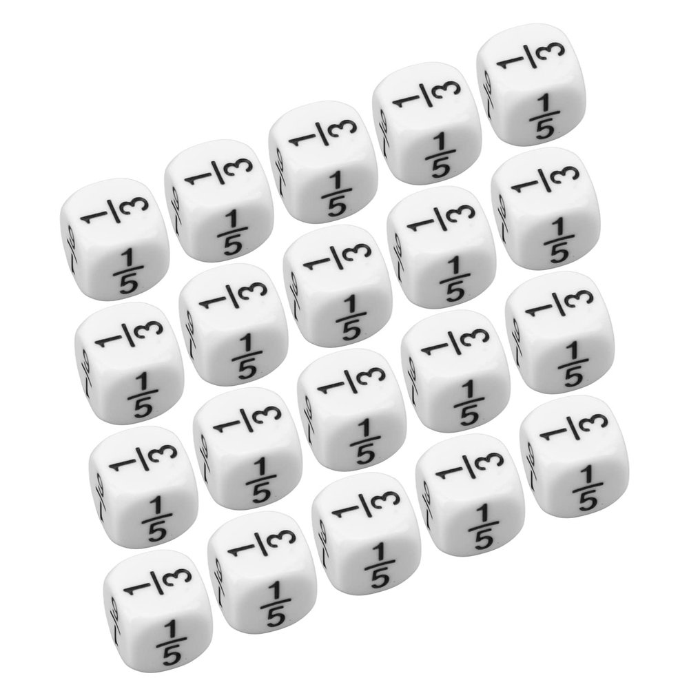 Fractional Number Dice, Intelligence Development Fraction Dice Lettering Symbols 20 PCS White for Mathematics Teaching