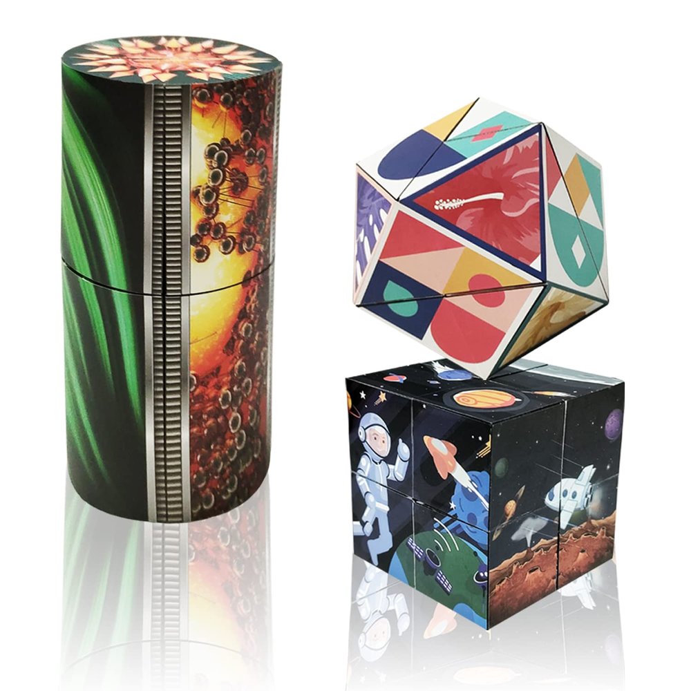 3D Flips Magic Cube Set, 3 Pack Infinity Cube Fidget Toys, Transforms Puzzle Cubes for Stress Anxiety Relief and Kill Time, Nice Gifts for Kids and Adults