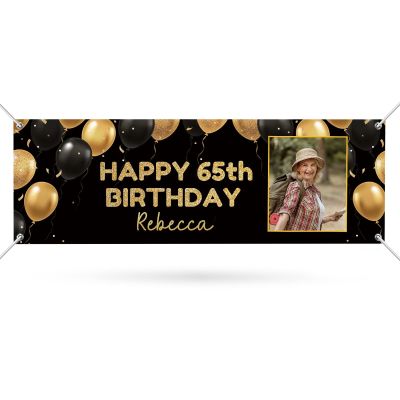 Happy Birthday Banner Personalized Name Photo Age Custom Birthday Banners and Signs Customize for Birthday Party Decoration 6'x2'