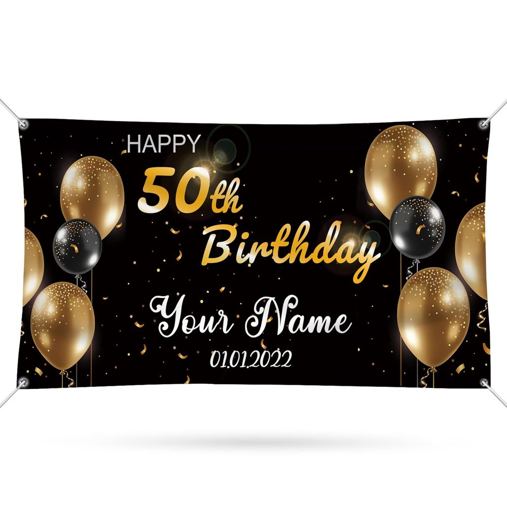Happy Birthday Banner Personalized Name Photo Age Custom Birthday Banners and Signs Customize for Birthday Party Decoration 4'x2'