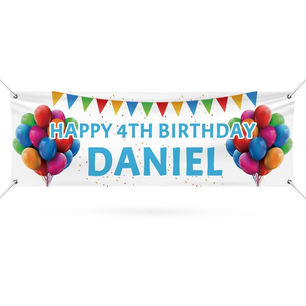 Happy Birthday Banner Personalized Name Photo Age Custom Birthday Banners and Signs Customize for Birthday Party Decoration 6'x2'