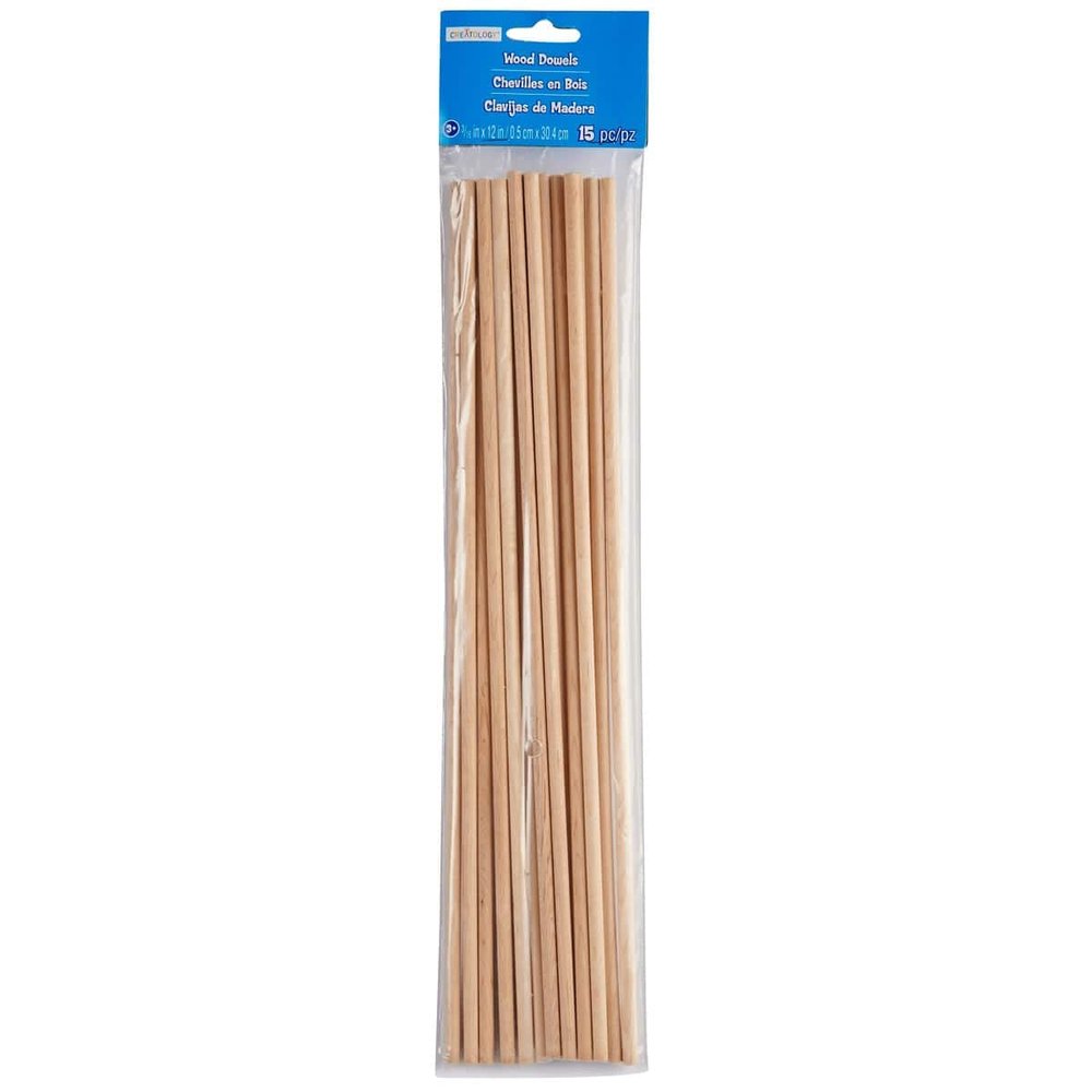 Creatology 3/16" x 12" Wood Dowels, 12 Packs: 15 ct. (180 Total)