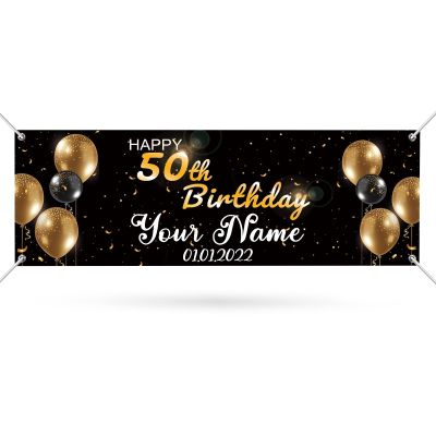 Happy Birthday Banner Personalized Name Photo Age Custom Birthday Banners and Signs Customize for Birthday Party Decoration 6'x2'