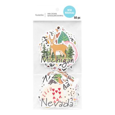 Recollections 50 States Vinyl Stickers, 12 Pack