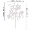 1 PCS Snowflake Oh Baby Cake Topper Glitter Winter Baby Shower Oh Baby Snowflake Cake Pick for Winter Wonderland Baby Shower Kids Birthday Christmas Party Cake Decorations Supplies Silver view 3