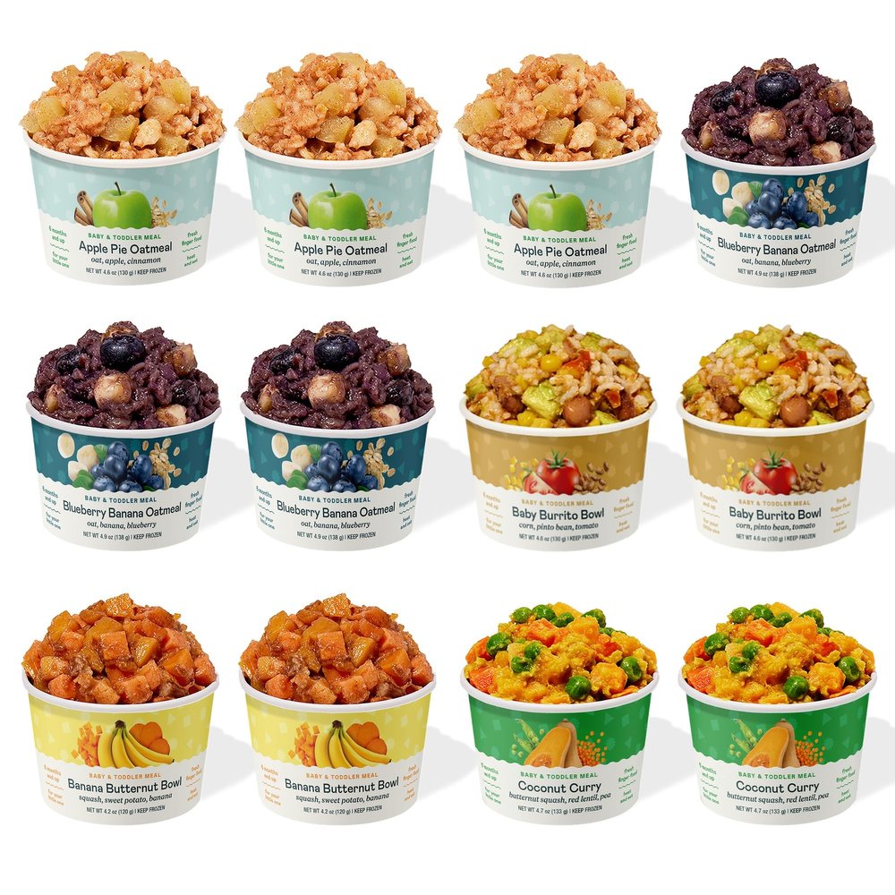 Tiny Organics Best Sellers Organic Baby Food Bundle - 12 Fresh, Non-GMO, Plant Based Baby and Toddler Meals - Nutritious and Low Sugar - Peanut Free, Dairy Free Baby Meals for Ages 6 Months+
