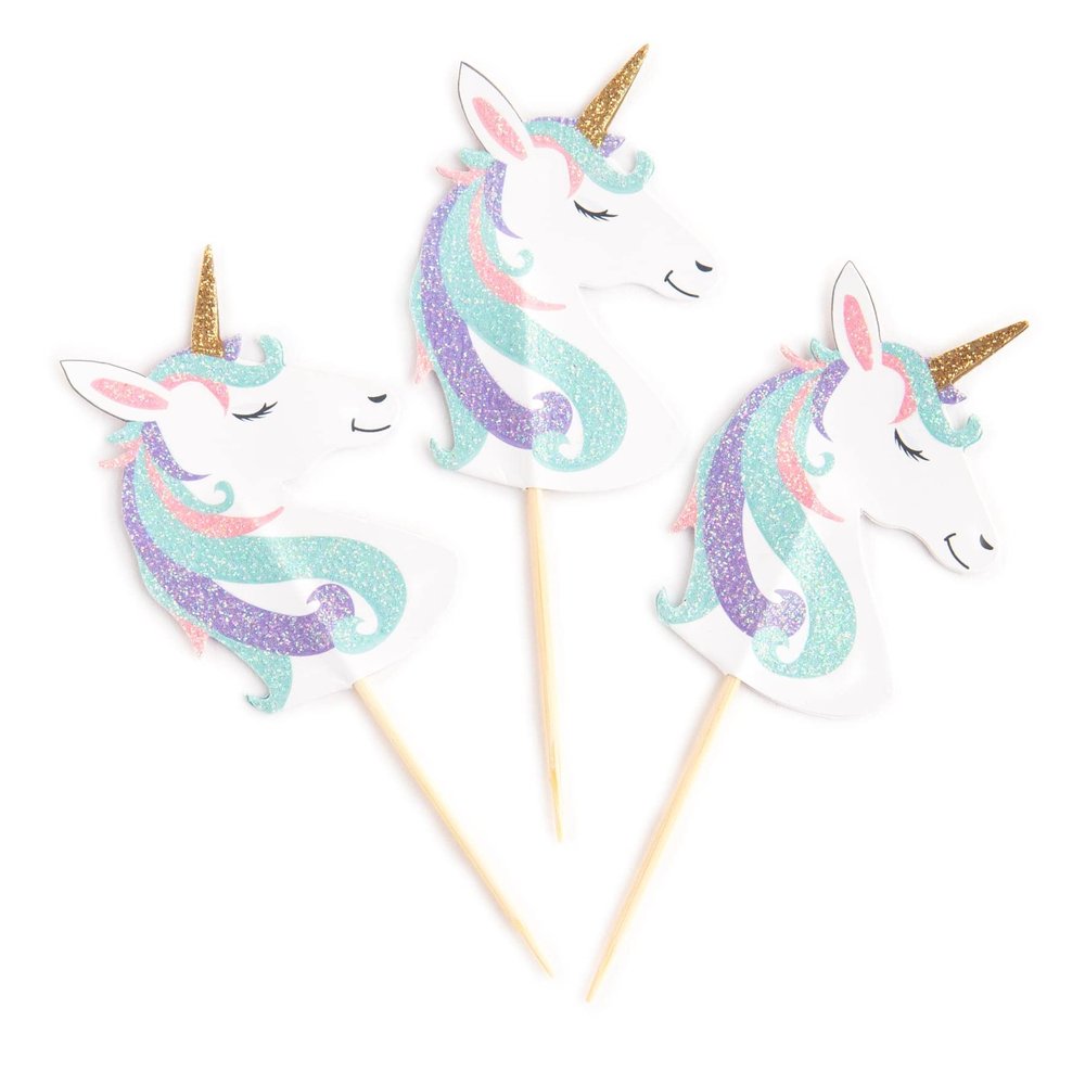 12 Packs: 12 ct. (144 total) Glittery Unicorn Treat Toppers by Celebrate It