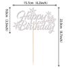1 PCS Silver Snowflake Happy Birthday Cake Topper Glitter Winter Christmas Snowflake Cake Pick for Winter Wonderland Christmas Baby Shower Birthday Party Cake Decorations Supplies view 3