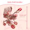 Convertible Combo Baby Doll Stroller for 3 Year Old Girls & Up | Play Toy Baby Stroller for Dolls, Folding Adjustable Bassinet Carriage Buggy with Storage Basket Converts to Sit Up Pushcart Pram, Red view 3