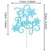 1 PCS Oh Baby Snowflake Cake Topper Glitter Winter Frozen Theme Snowflake Oh Baby Cake Pick Baby Shower Cake Decorations for Winter Wonderland Kids Birthday Christmas Party Supplies Blue view 2