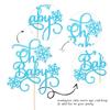 1 PCS Oh Baby Snowflake Cake Topper Glitter Winter Frozen Theme Snowflake Oh Baby Cake Pick Baby Shower Cake Decorations for Winter Wonderland Kids Birthday Christmas Party Supplies Blue view 3
