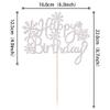 1 PCS Snowflake Happy Birthday Cake Topper Glitter Winter Frozen Theme Snowflake Cake Pick for Winter Wonderland Baby Shower Kids Birthday Christmas Party Cake Decorations Supplies Silver view 3