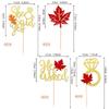 24 PCS He Asked She Said Yes Cupcake Toppers Glitter Maple Leaves Diamond Ring Bridal Shower Cupcake Picks for Wedding Engagement Fall Harvest Thanksgiving Party Cake Decorations Supplies view 3