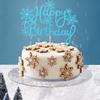 1 PCS Happy Birthday Snowflake Cake Topper Glitter Winter Frozen Snowflake Cake Pick Decoration for Winter Wonderland Baby Shower Kids Birthday Christmas Party Decorations Supplies Blue view 4