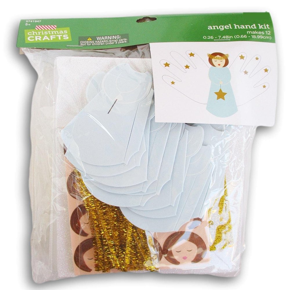 Christmas Angel with Handprint Wings Foam DIY Craft Kit - 1 Kit (Makes 12)