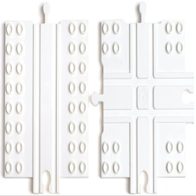 Block Platform Combo Pack, 1 Straight 1 Cross Track, Connect Wooden Train Tracks and Blocks/Bricks, Universal Compatible Connector Adapter Baseplate (2-Pack)