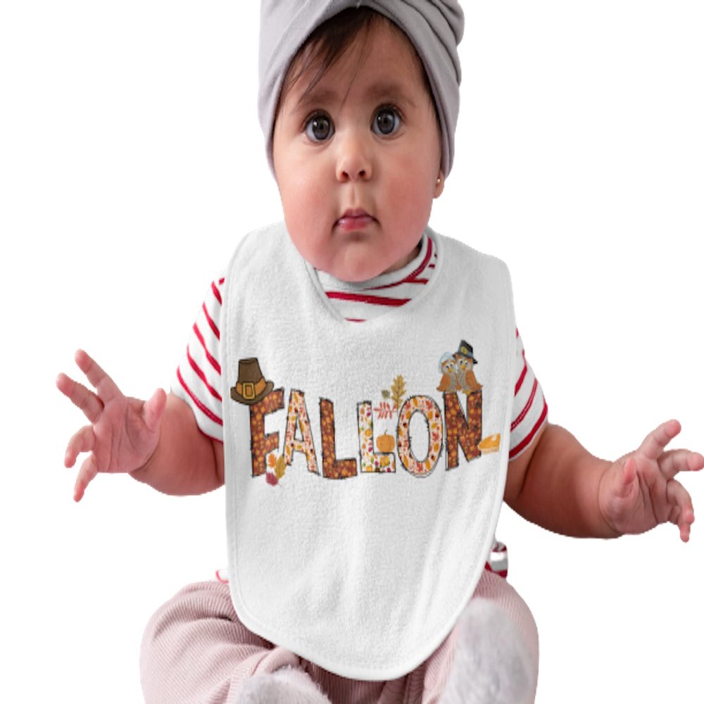 1st Baby Thanksgiving Bib| Burp Cloth Baby Custom Name Bib| Personalized Baby Fall Fit| Perfect for Baby Meal