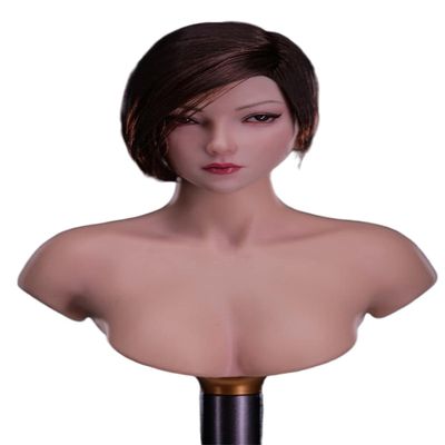 1/6 Scale Female Head Sculpt,Beauty Girl Pale Skin Planted Hair Head Carved for 12inch PH TBL JO Action Figure Body Collectible (C-Squint Version)