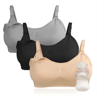 4HOW Pumping Bra Hands-Free, Breast Pump Bra,Nursing Bras for Breastfeeding,Adjustable Breast-Pumps Holding and Nursing Bra