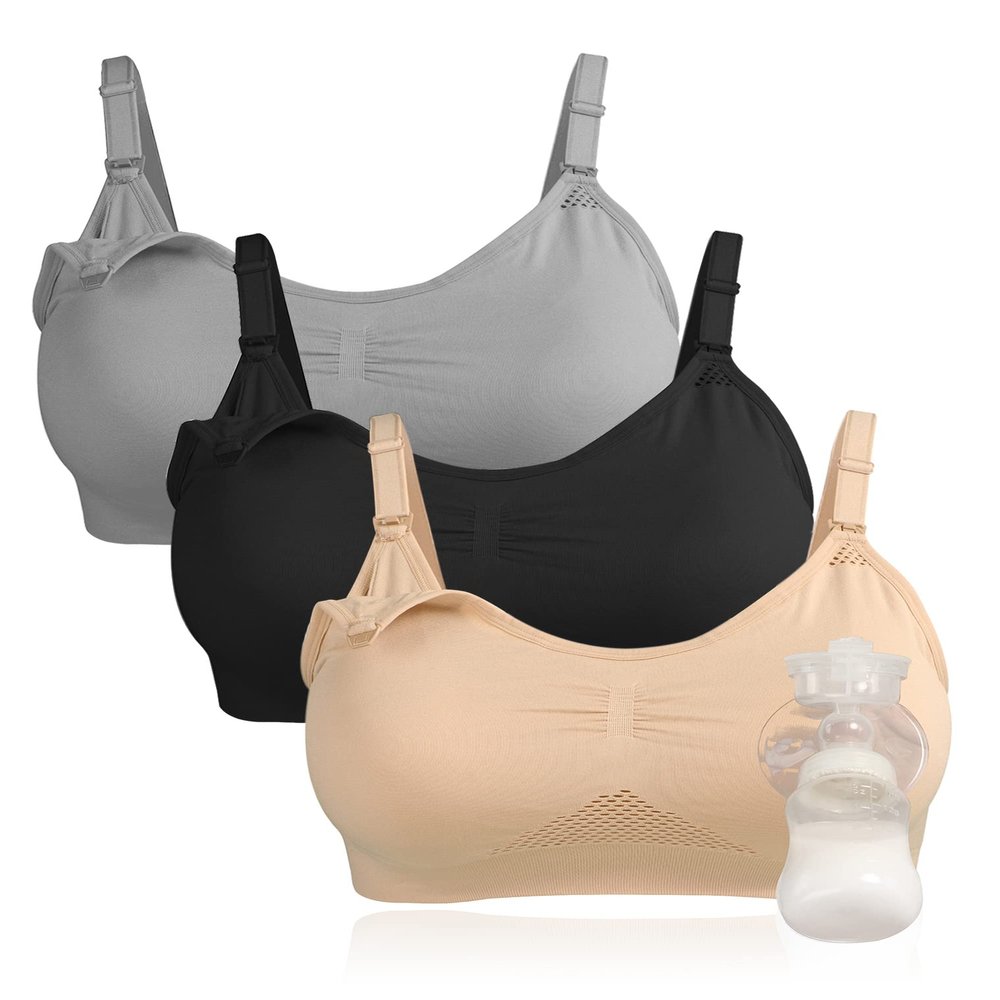 4HOW Pumping Bra Hands-Free, Breast Pump Bra,Nursing Bras for Breastfeeding,Adjustable Breast-Pumps Holding and Nursing Bra
