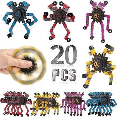 20 Pcs Fidget Spinners Toys for Kids & Adults, Deformable Robot Transformable Fingertip Spinner, Stress Relief Party Favor for Classroom Prizes, Christmas, Valentines Day Gift, Goodie Bag Fillers