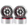 1.9inches Beadlock Wheel Rims, 4pcs/Set Metal Wheel Rims Hubs for 1/10 Axial Scx10 TRX-4 D90 CC01 90034 RC Crawler Car (Black & Red) view 1