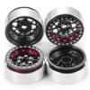 1.9inches Beadlock Wheel Rims, 4pcs/Set Metal Wheel Rims Hubs for 1/10 Axial Scx10 TRX-4 D90 CC01 90034 RC Crawler Car (Black & Red) view 4
