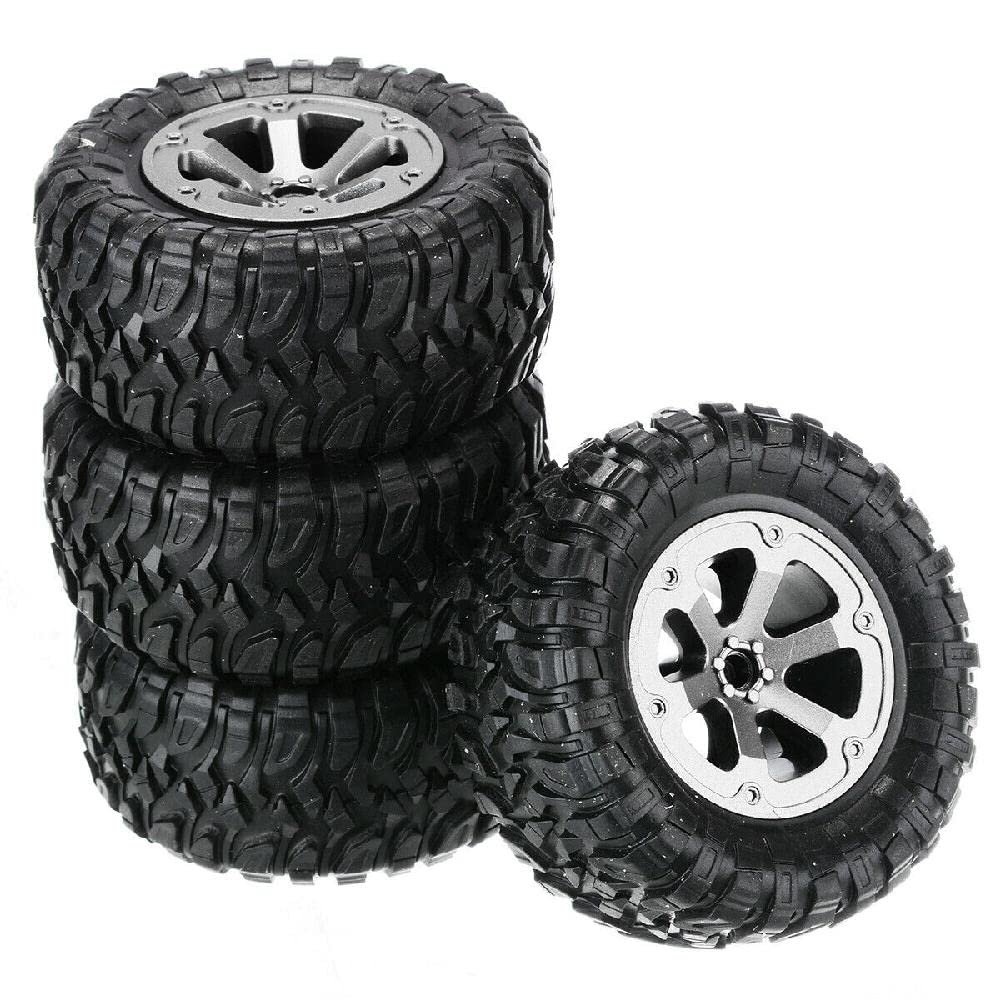 MOOKEENONE 4X 1/16 RC Military Truck Wheels Tires Model Car DIY Replacement for WPL B-1 B14 C24