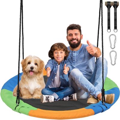 40" Saucer Tree Swing with Hanging Straps, 900D Oxford Waterproof Flying Saucer Swing for Kids Adults- 700lbs Weight Capacity, with Adjustable Ropes for Outdoor Indoor Backyard Playground Colorful