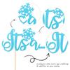 1 PCS It's a Cake Topper Glitter Winter Frozen Snowflake Cake Pick Boy or Girl Cake Decoration for Gender Reveal Winter Wonderland Baby Shower Kids Birthday Christmas Party Supplies Blue view 3