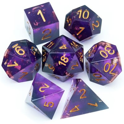 Haxtec DND Dice Set Sharp Edge Resin Dice with Dice Case Purple Black D&D Dice for RPG Role Playing Games Compatible with Dungeons and Dragons Gift War Series