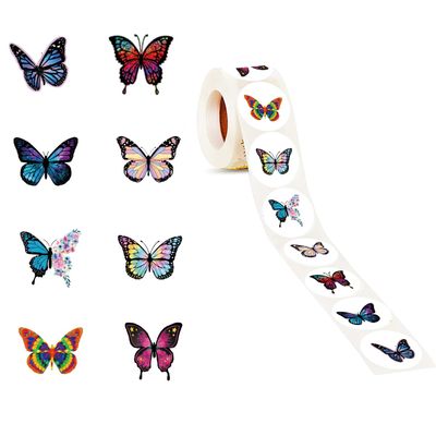 500 Pcs Butterfly Animal Graffiti Round Seal Self-Adhesive Label Stickers for Christmas Halloween Party Decorations for Scrapbooking Envelopes Water Bottles(Fashion Pattern 8)