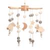 Boho Baby Crib Mobile Decor - Wooden Moon and Stars Nursery Mobiles with Cloud for Bassinet Starry Night Handmade Soft Felt Beads Hanging Wind Chime Toys Pendant for Infant Newborn Boy and Girl view 1