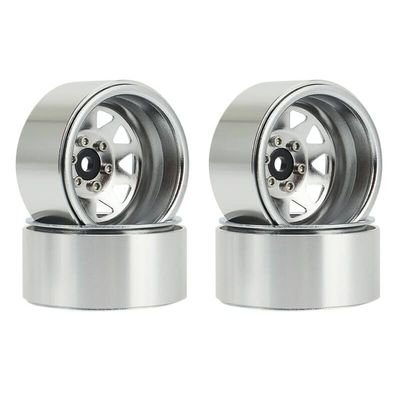 4PCS Deep Dish Wagon 1.9 Metal Beadlock Wheel Hub Rim, for 1/10 RC Crawler Axial SCX10 90046 Traxxas TRX4 for RC4WD D90 ( Color : Silver )